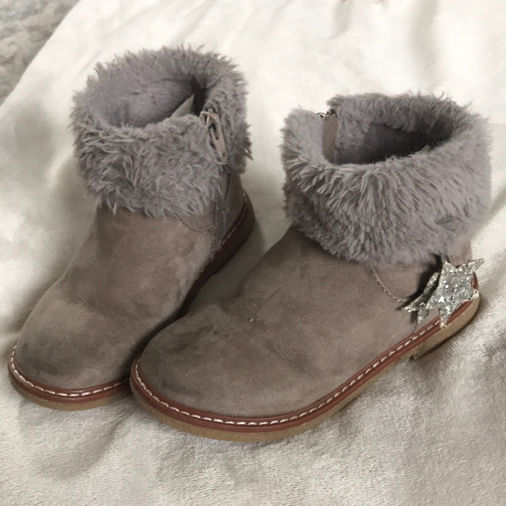 Cat & Jack grey fuzzy suede Toddler Boots size 10